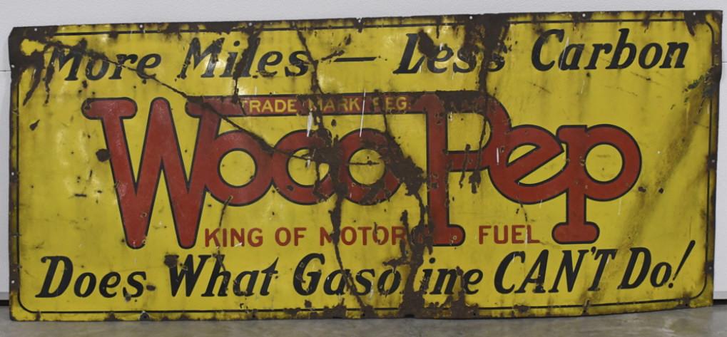 Vintage 6ft SSP Woco Pep Motor Fuel Adv Sign (1 of 7)