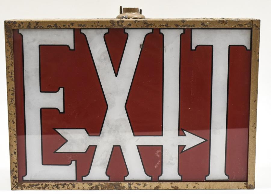 Early DS Reverse On Glass Lighted "EXIT" Sign (1 of 5)