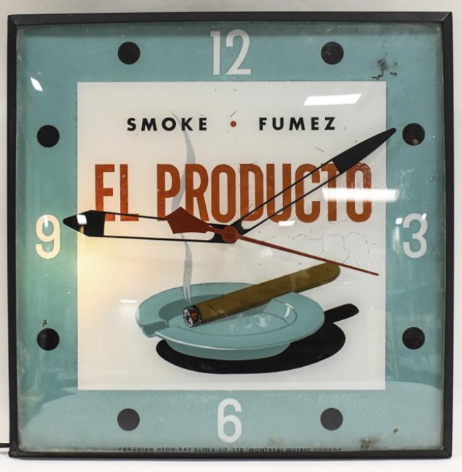 Vintage El Producto Cigars Lighted Glass Adv Clock (1 of 7)