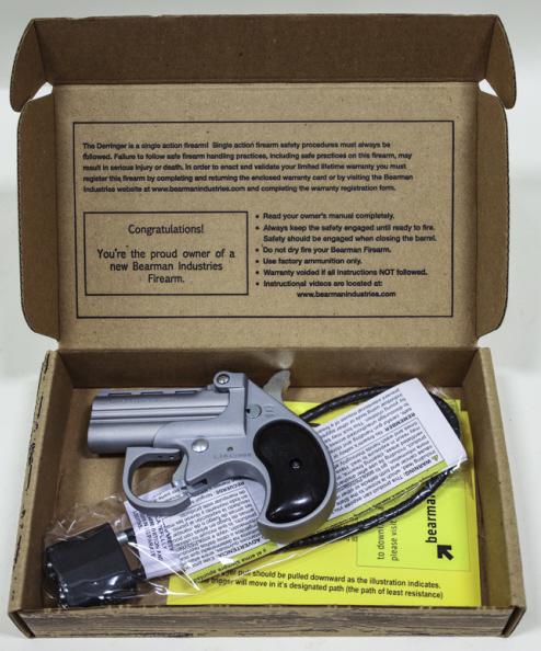 Bearman BBG38 .38 Special Derringer New In Box: New in box Bearman Model BBG38 Derringer in .38 Special. The satin finish derringer is in new unfired condition with a 2.75" barrel. Comes with lock and instructions. SN: BT045000. FFL required for tr