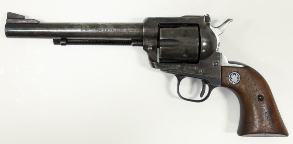 Ruger Blackhawk 6-Shot .357 Magnum Revolver: Ruger Old Model Blackhawk six-shot revolver in .357 Magnum. The blued revolver is in good used condition with a 6-1/2" barrel. SN: 107467. FFL required for transfer. (676-6)