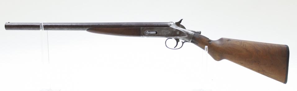 Hopkins & Allen Forehand 12 Ga Single Shot Shotgun: Hopkins & Allen Forehand single shot shotgun in 12 gauge. The shotgun is in good condition with use and age wear, some repairs to the stock. Has a 20" barrel. SN: 243720. FFL required for transfer. (8