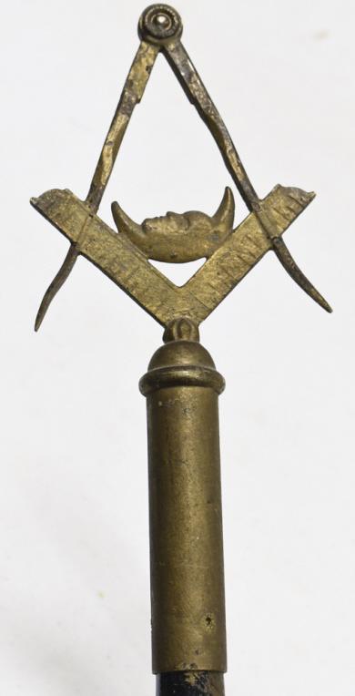 Vintage Masonic Flag Pole w/ Topper: Unique vintage Masonic flag pole with metal topper. Appears to be in good condition with paint loss and wear from use and age. Overall with pole it measures approximately 82" tall.