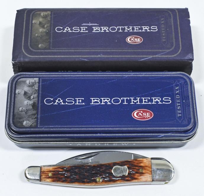 Case Brothers Seahorse Whittler 6355WH Knife: Case Brothers Seahorse Whittler Style Folding knife model no. 6355WH with collectors tin.. Knife appears to be in good condition with some wear from use and storage. When closed it measures approximat