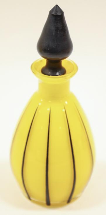 Art Deco Czech Art Glass Perfume Bottle: Art Deco Czech Art Glass Perfume Bottle. Measures 6.5" tall.