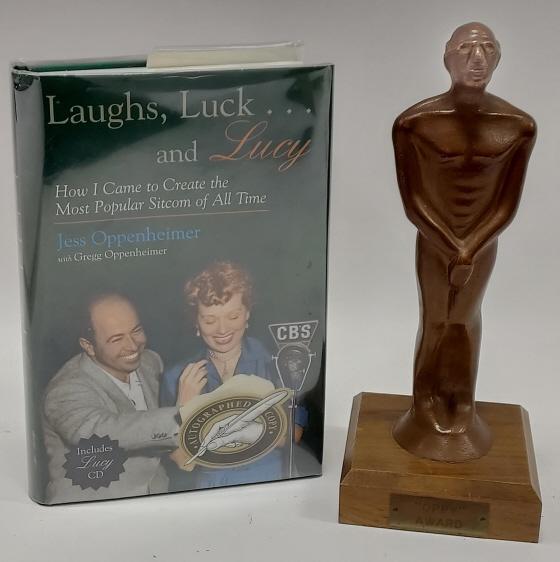 Lucille Ball "Oppy" Award & Autographed Book: Lucille Ball "Oppy" award and autographedÊ copy of 1996 Laughs, Luck and Lucy bookÊ signed by Gregg Oppenheimer, the director ofÊ "I Love Lucy" Books shows documented photosÊ of the "Oppy" award b