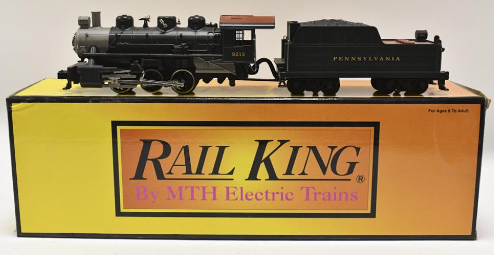 MTH Pennsylvania 0-6-0 USRA Steam Switcher: RailKing by MTH Electric Trains Pennsylvania 0-6-0 USRA Steam Switcher w/ Proto-Sound 2.0. Item no. 30-1214-1. Good condition in the box, but does have some wear from display.