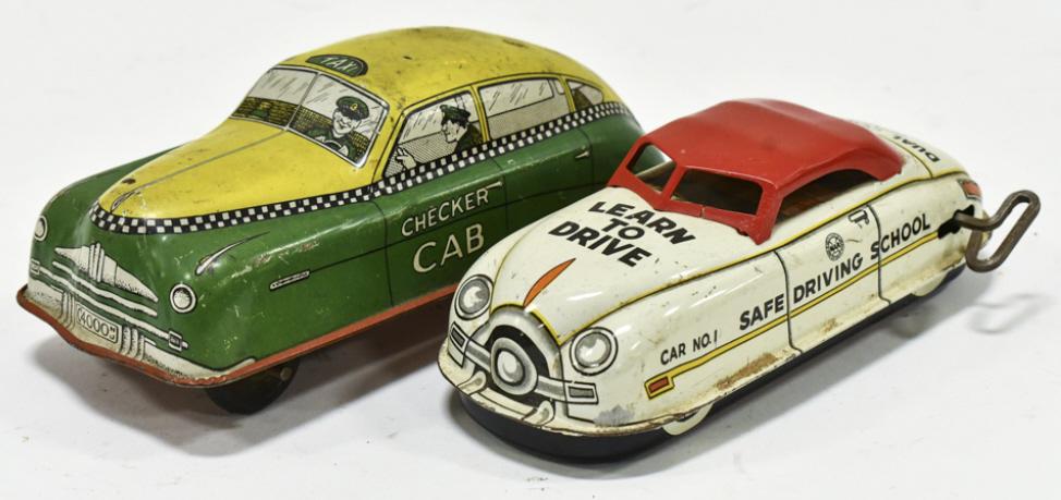 Marx Windup Learn To Drive Car & Yellow Cab Taxi (1 of 7)