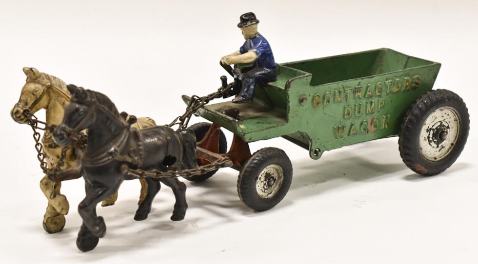 Arcade Cast Iron Horse Drawn Contractor Dump Wagon (1 of 10)
