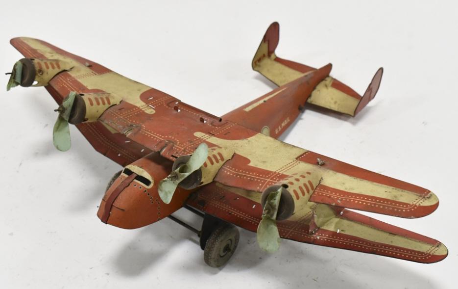 Marx Tin Litho Windup U.S. Mail Plane (1 of 9)
