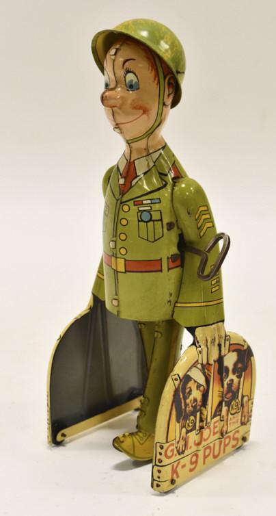 Unique Art Tin Litho Wind Up GI Joe and K-9 Pups (1 of 6)