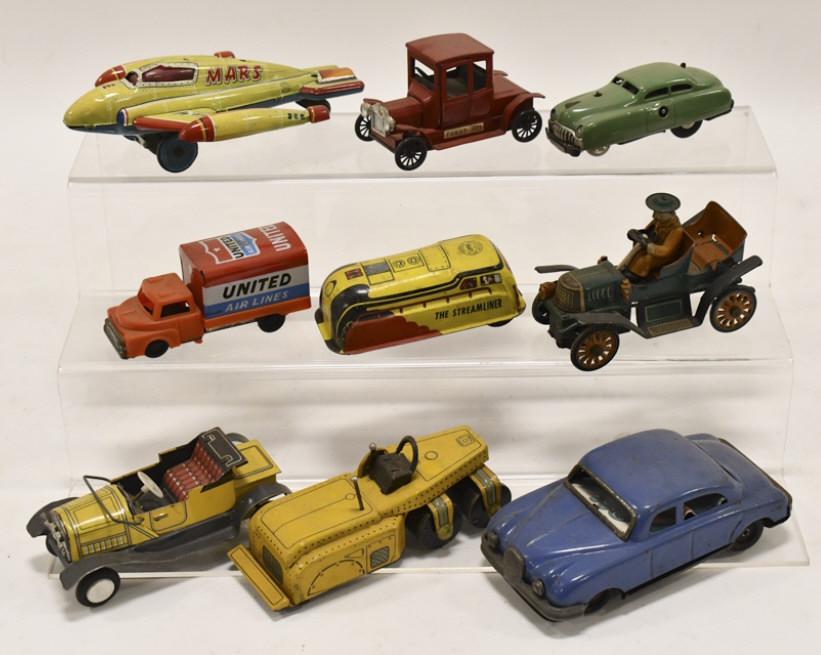 Lot Of Tin Litho Cars, Jet, & Trucks (1 of 10)