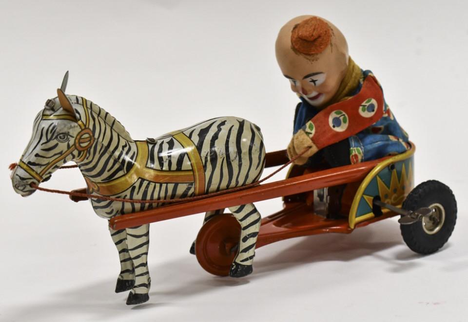 昭和レトロポップアニマル柄鉄琴 Vintage 1970s Metal Clockwork Jumping Zebra Wind-up Toy With