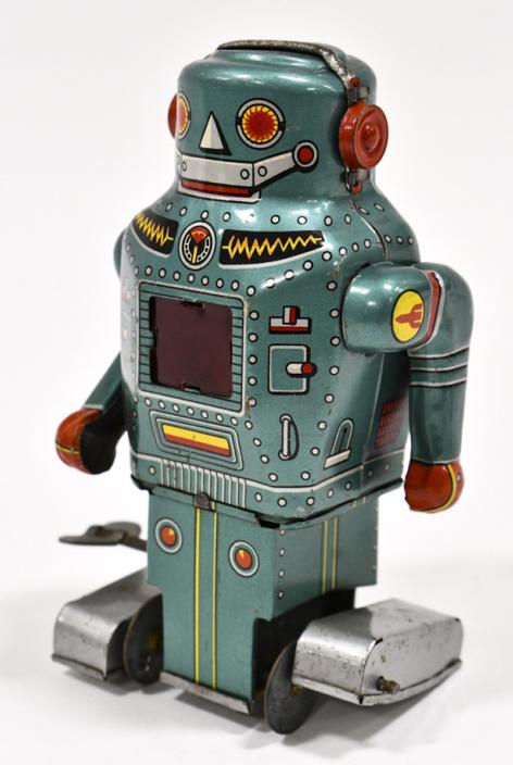 Japan Tin Litho Windup Walking Mighty Robot (1 of 6)