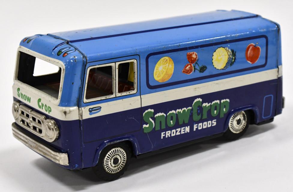 Japan Tin Litho Friction Snow Crop Delivery Van (1 of 7)