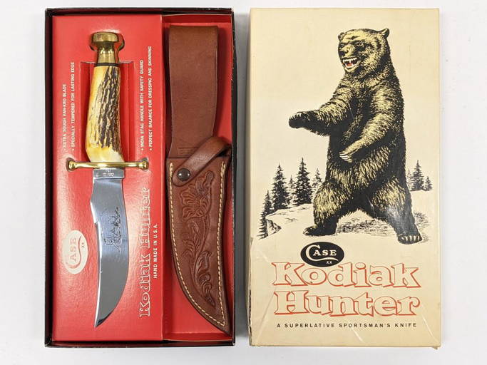 1970s Case Xx "kodiak Hunter" Stag Knife Set W/box
