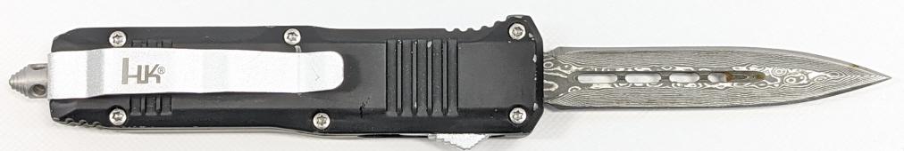 Black Heckler & Koch Automatic Damascus OTF Knife (1 of 5)