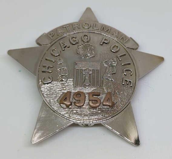 Obsolete Chicago Police Patrolman Badge #4954 (1 of 2)