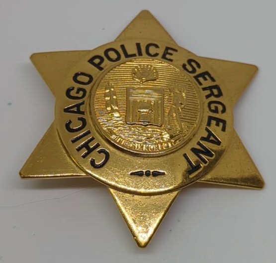 Obsolete Chicago Police Sergeant Engraved Badge (1 of 2)