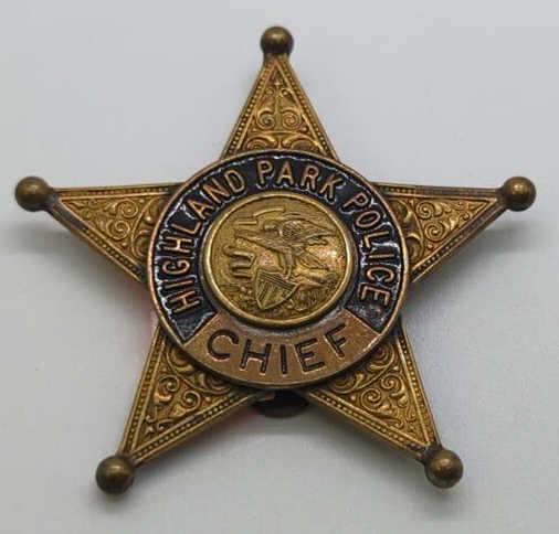 Obsolete Highland Park Police Chief Badge (1 of 2)