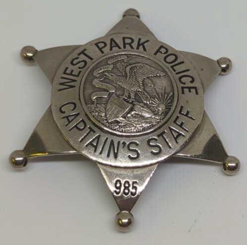 Obsolete West Park Police Captains Staff Badge 985 (1 of 2)
