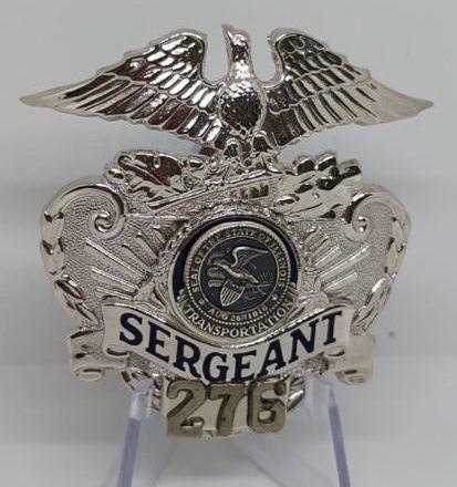 Obsolete State of Illinois Transportation Sergeant: 2.75" Eagle top hat badge for Sergeant #276