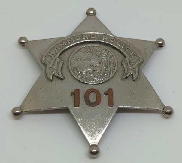 Obsolete Hammond Police 6pt Pie Plate Badge 101 (5344) on Jan 06, 2023
