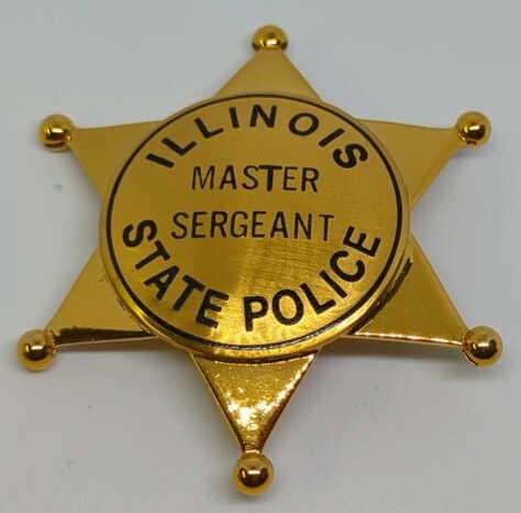 Obsolete Illinois State Police Master Sergeant Bdg: 2.5" 6pt star badge shows very light wear.
