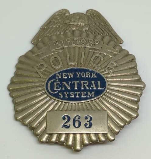 Vtg NY Central System Railroad Police Badge #263 (1 of 2)
