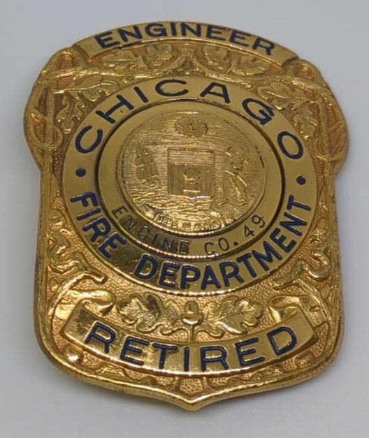 Obsolete Chicago Fire Dept Retired Engineer Badge (1 of 2)