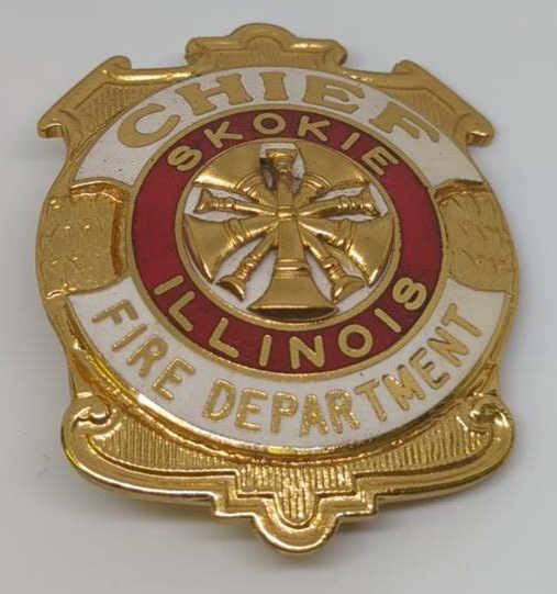 Obsolete Skokie, IL Fire Dept Chief Badge (1 of 2)