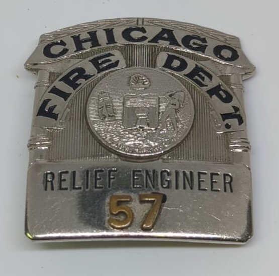 Obsolete Chicago Fire Dept Relief Engineer Badge (1 of 2)