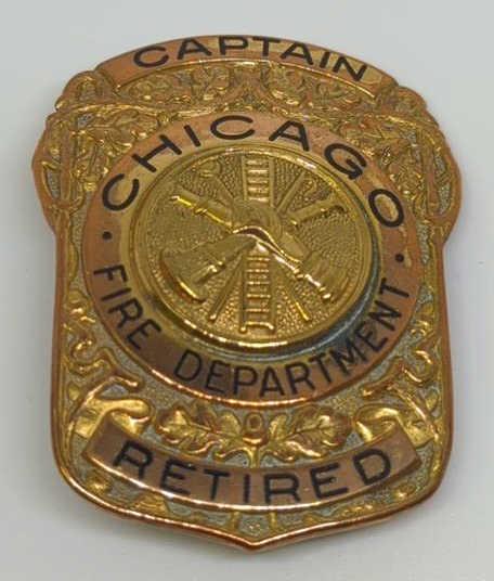 Obsolete Chicago Fire Dept Retire Captain Badge (1 of 2)