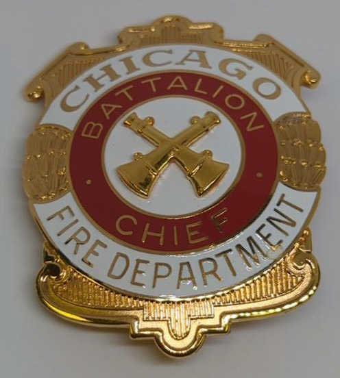 Obsolete Chicago Fire Dept Battalion Chief Badge (1 of 2)