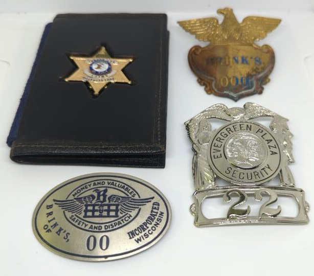 Lot of 4 Security Officer Badges-Cap Badges & More (1 of 5)