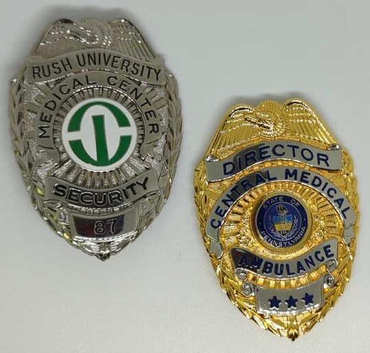 Pair of Obsolete Medical Center Security Badges: Includes Director and security badges