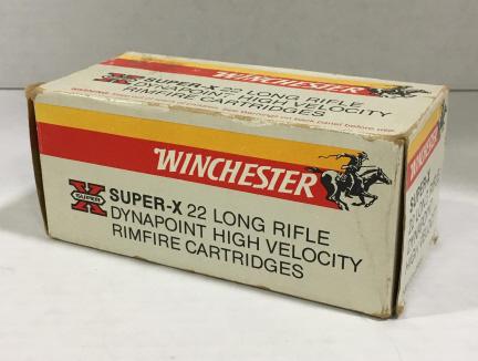 500 Rounds Winchester Super X .22 LR Cartridges: 500 rounds of Winchester Super X .22 Long Rifle cartridges. Comes in original 500 count brick. 40 grain Dynapoint semi-hollow point.