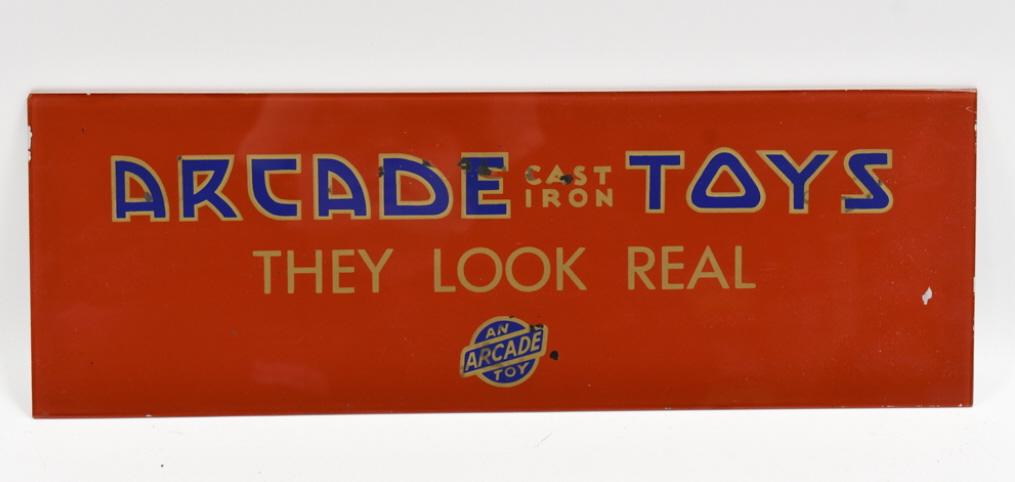Arcade Cast Iron Toys Reverse On Glass Adv. Sign (1 of 9)