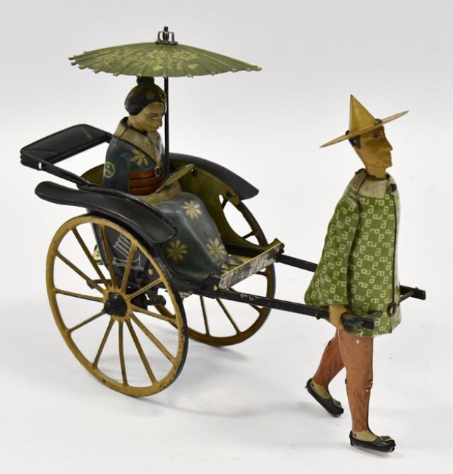 German Lehmann Masuyama Tin Windup Lady in Cart (1 of 14)