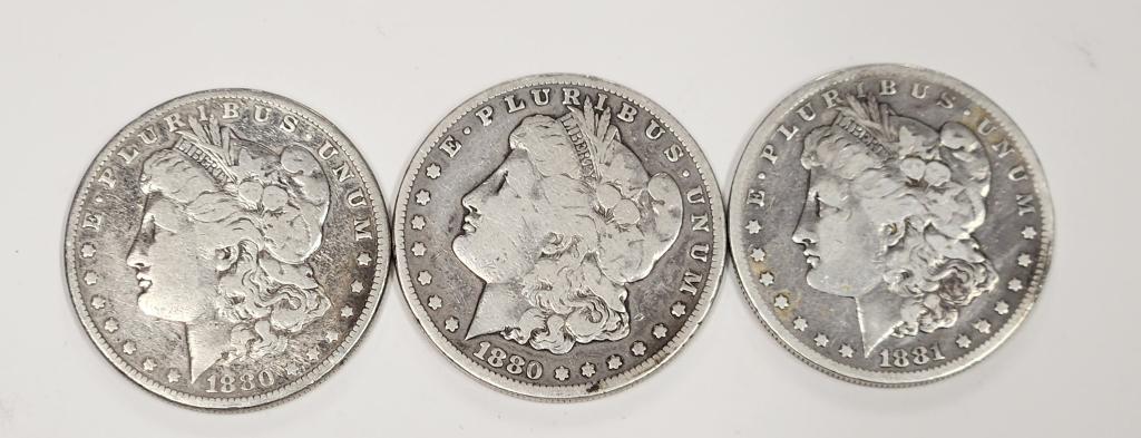 Lot of 3 Circulated Morgan Silver Dollars (1 of 2)