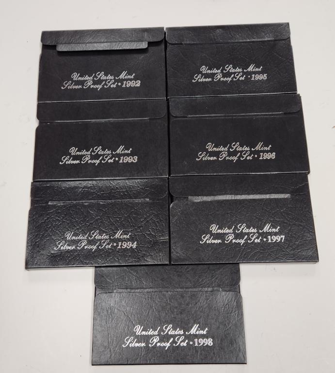 1992-1999 US Mint Silver Proof Sets: This lot consists of 7 silver proof sets from 1992-1999.