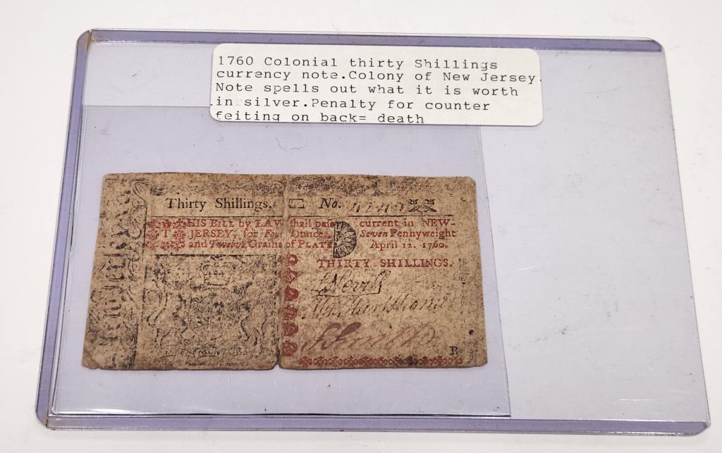 1760 Colonial 30 Shilling Currency Note (1 of 2)