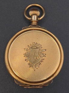 10K Elgin Watch Co. Hunter Case Pocket Watch: 10k Yellow Gold Elgin Watch Company Hunter Case Pocket Watch. Model Number 1, 7 Jewels, Size 6s. Not currently running. Has wear and Glass missing over face. Produced in 1888. Total Weight 52.2 grams.