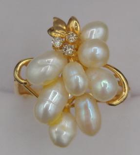 14K Yellow Gold Pearl & Diamond Ring (1 of 4)
