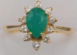 14K Yellow Gold Emerald & Diamond Ring (1 of 4)