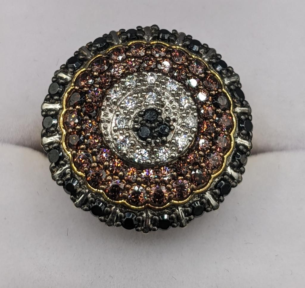 2ct Red, Black & White Diamond SS Ring (1 of 8)