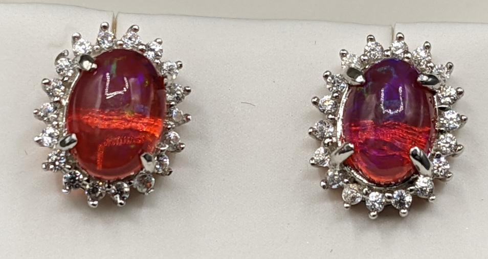 2ct Mexican Fire Opal Sterling Silver Earrings (1 of 3)