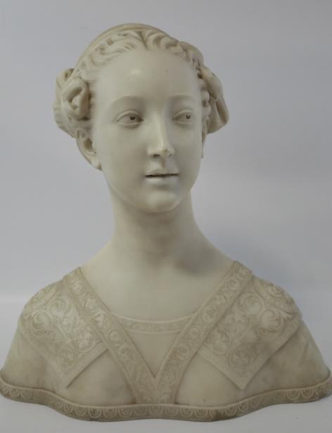 Large Antique "Young Woman" Marble Bust (1 of 11)