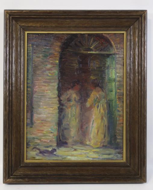 Wayman E. Adams Women In Doorway Oil Painting (1 of 8)