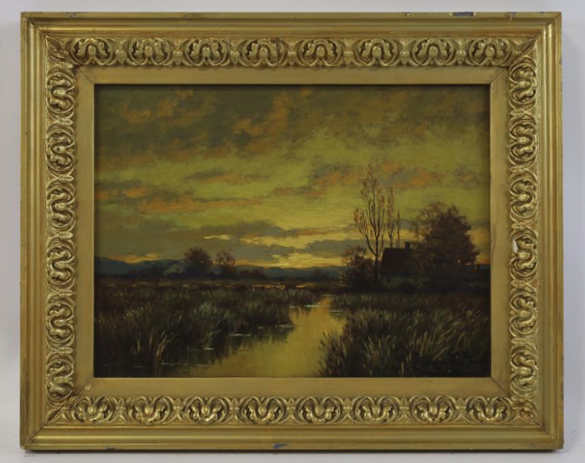 George W. Drew Marsh Landscape Oil On Canvas (1 of 9)